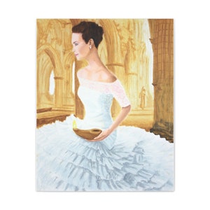 The Bride Canvas Gallery Wraps, Christian Art, Religious Art, Original Art Print, Oil Pastel Painting, Printed Wall Art