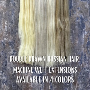 プレミアム スラブ ロシア人毛 マシン ウェフト エクステンション - 4 色展開 - 65/70 cm - 100% 天然毛 | ダブル ドローイング