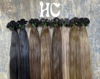 Premium Slavic Russian Human Hair Flat Tips Extensions 8 Colors Available 70cm 100 Natural Hair Double Drawn