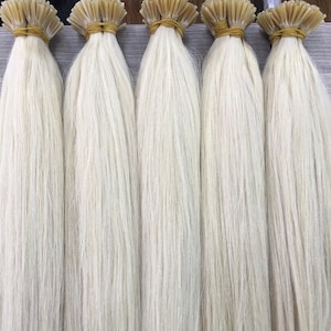 100% Real Human Hair First Quality I Tip Hair Extensions Uzbek Hair 70 Cm (28Inch.)  Blonde Hair