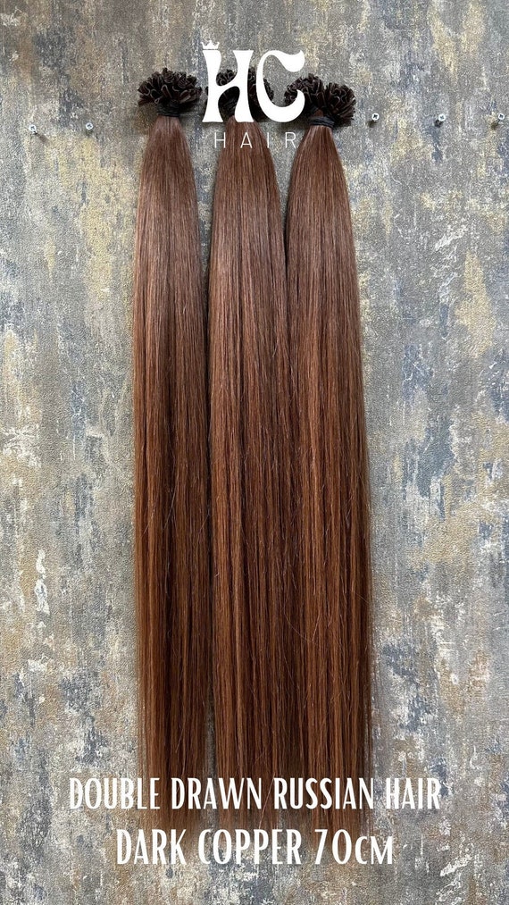 Premium Slavic Russian Human Hair U Tip Extensions Dark Copper 70cm 100 Natural Hair Double Drawn Etsy Canada