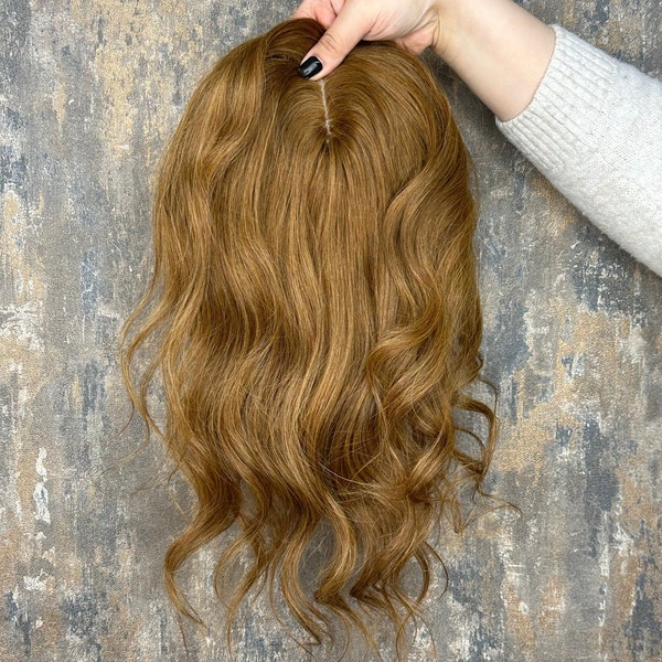 Luxe Silk Top Base Human Hair Topper | 100% Maagd Menselijk Haar Stuk Dark Caramel | Handgemaakte haarpruik | Haaruitval | Chemo| Haarverlenging