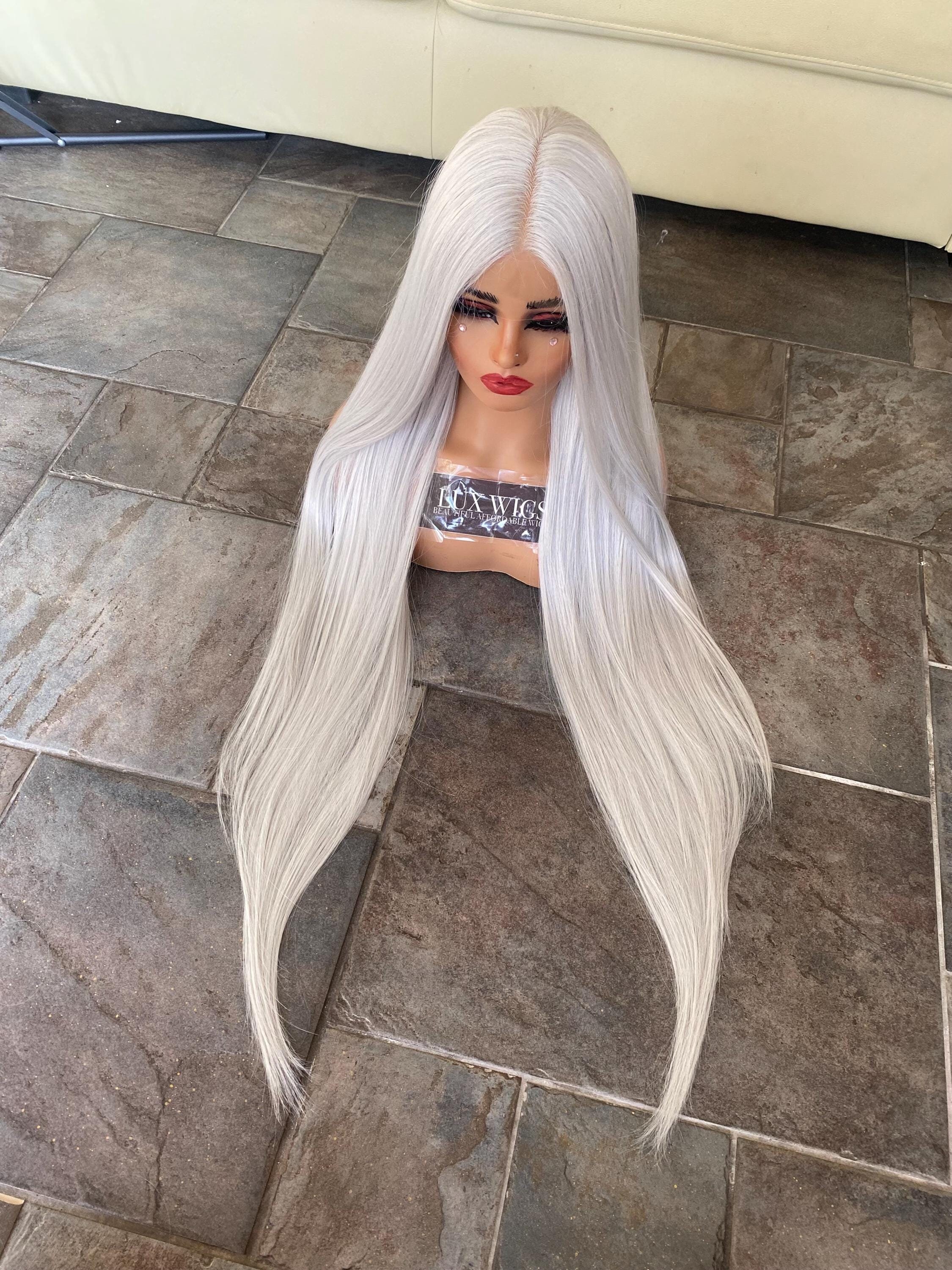 Tanya. Long Silver Blonde T Part Wig. 40 inches long wig. Blonde lace front wig.