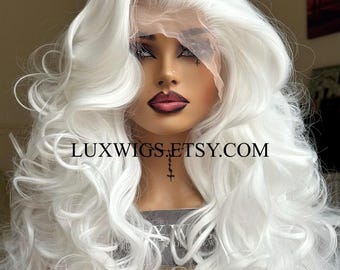 Mandy 28” White Curly Lace Front Wig – Glueless White Blonde  display picture 2