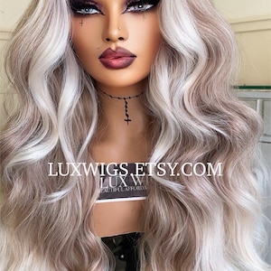 Pamela. Long Blonde Wig. Thick Long Blonde T-Part Lace Front Wig. Long Blonde wig with platinum highlights