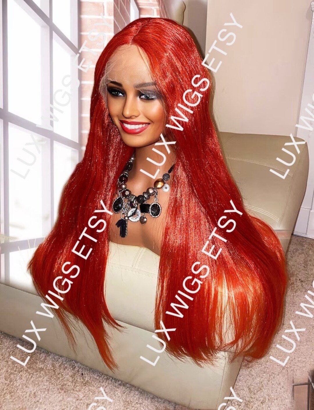 roterende bibliotek alder Valentino. Bright Red Lace Front Wig. Straight and Long. - Etsy