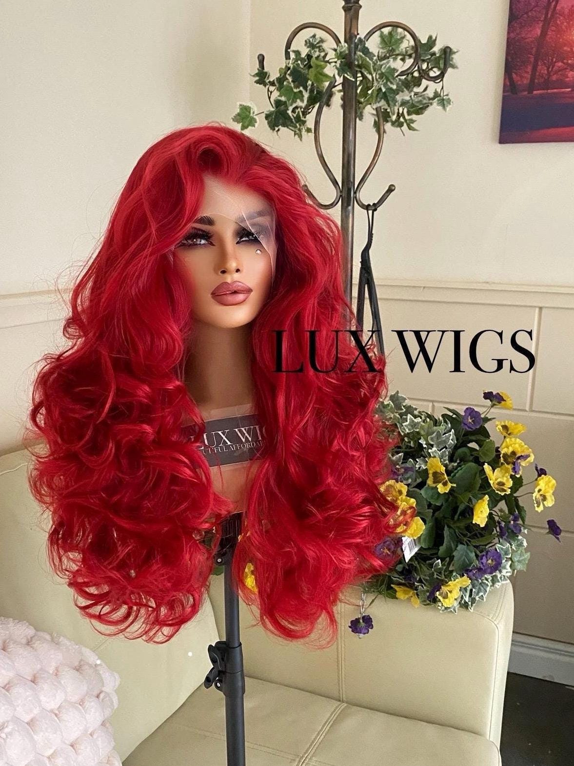 Human hair lace front wig red 2025