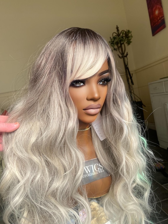 Balayage Ash Blonde Smudge Fringe Wig With