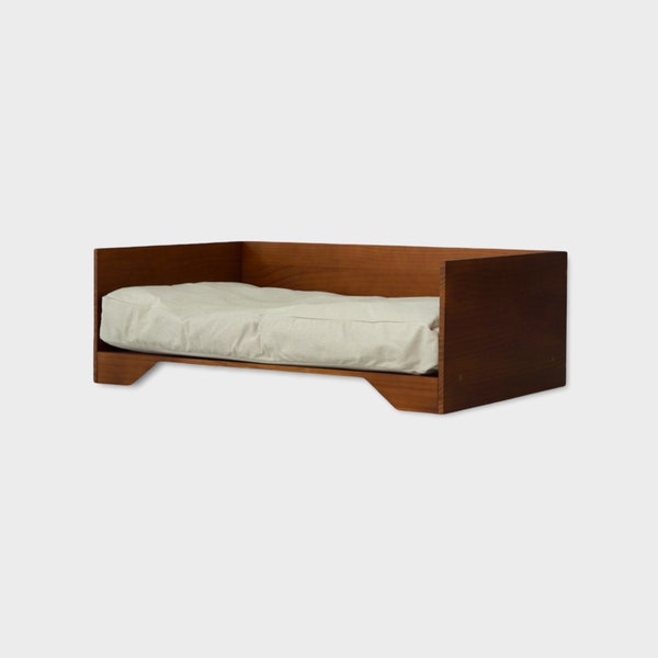 Dog bed with cushion - wood - brown - 100% cotton