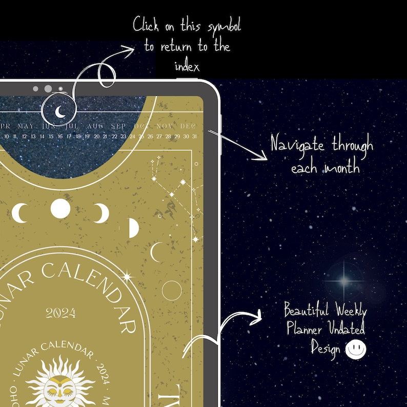 MY WITCHY ERA Lunar Calendar 2024 Hyperlinked Planner 2024 Etsy