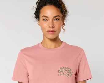 Happee Birthdae Harry Embroidery T-Shirt Wizard School, Potter, Embroidered TShirt Witchcraft Wizardry Organic Cotton Unisex Spring Clothing