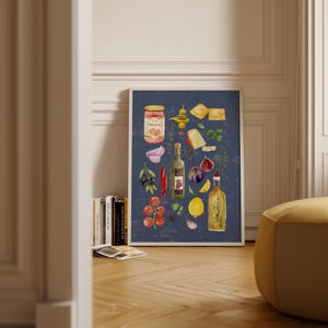 Mediterranean Food Print, Ingredients Basil Vegetable Kitchen Printable Wall Art Pasta Lover Italian Food Poster Restaurant Tomato Sauce PDF