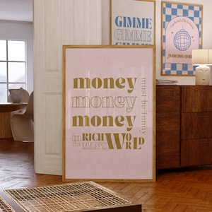 Póster de música Money, Dancing Queen, años 70 y 80, impresión retro, decoración de apartamentos, arte mural estético para fiestas, decoración de dopamina, impresión de discoteca para fiestas.