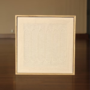 Ovale textiel muurkunst, minimalistisch borduurwerk canvas tapijt woonkamer geometrische muur decor abstracte geborduurde kunst muur lijst inbegrepen