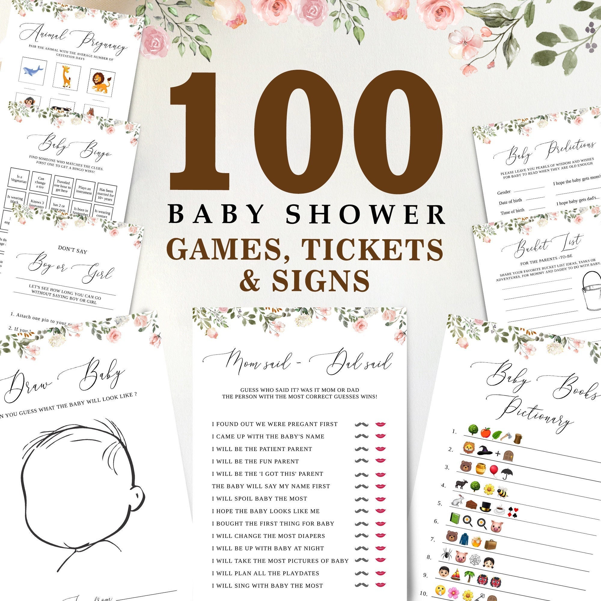 100 Editable BABY Shower Templates, Printable BABY Shower Games ...