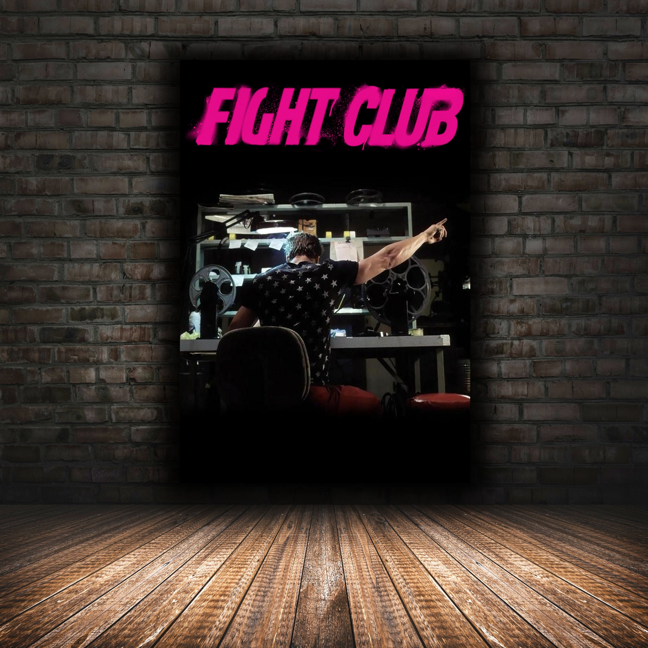 Discover Fight Club Poster, Retro Comic Style, Movie Film, Brad Pit, Wall Art, Hollywood , No Frame