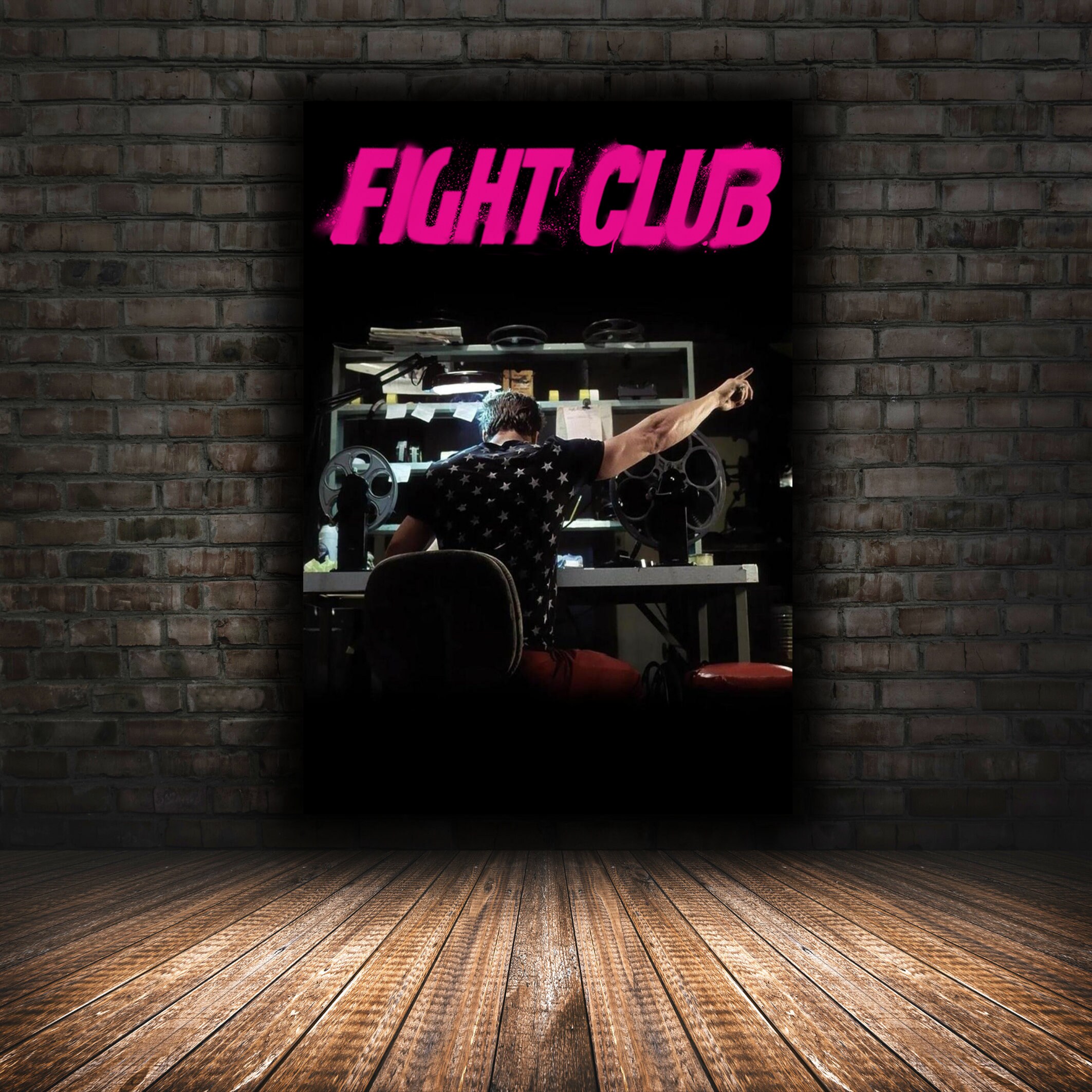 Discover Fight Club Poster, Retro Comic Style, Movie Film, Brad Pit, Wall Art, Hollywood , No Frame