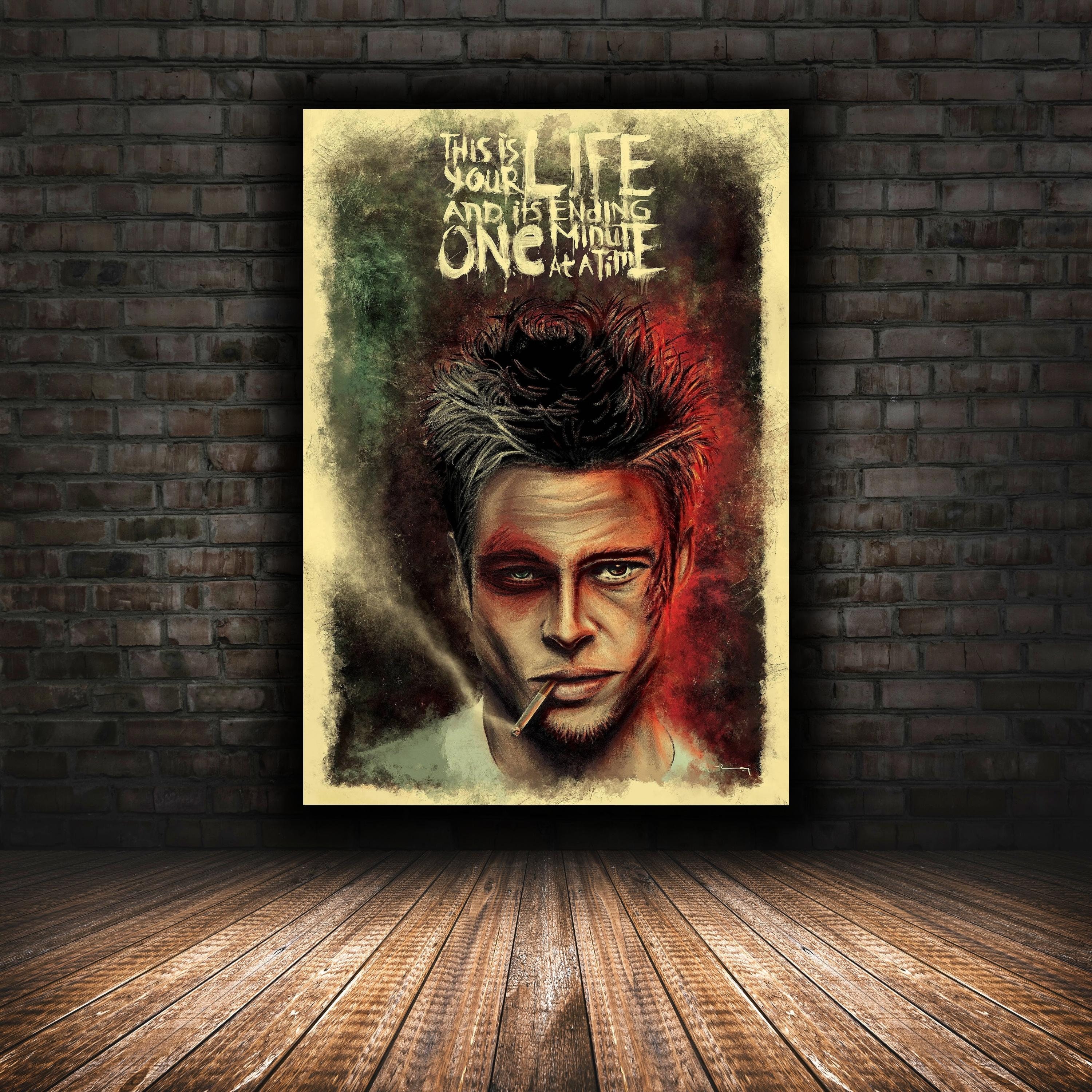 Discover Fight Club Poster, Retro Comic Style, Movie Film, Brad Pit, Wall Art, Hollywood , No Frame