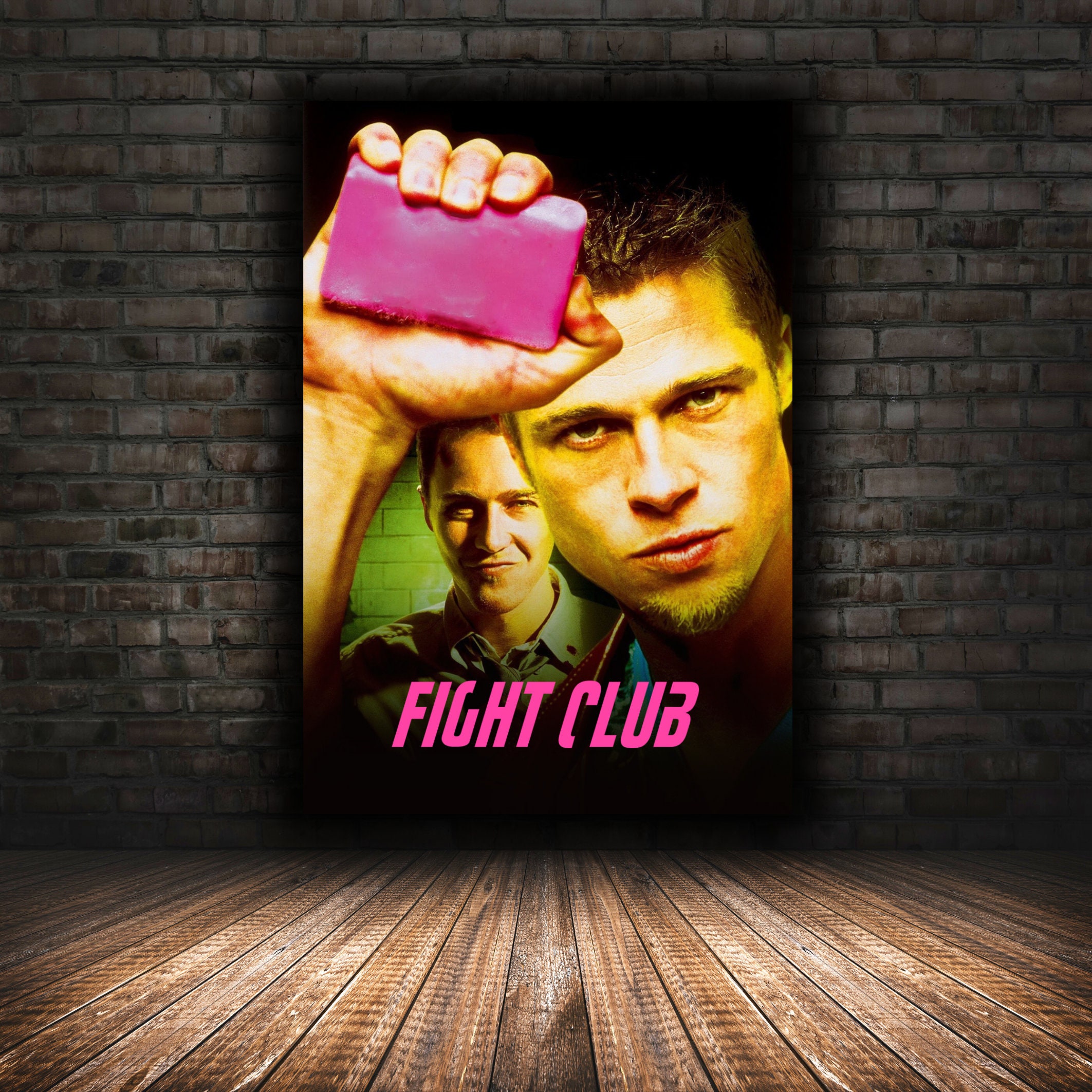 Discover Fight Club Poster, Retro Comic Style, Movie Film, Brad Pit, Wall Art, Hollywood , No Frame