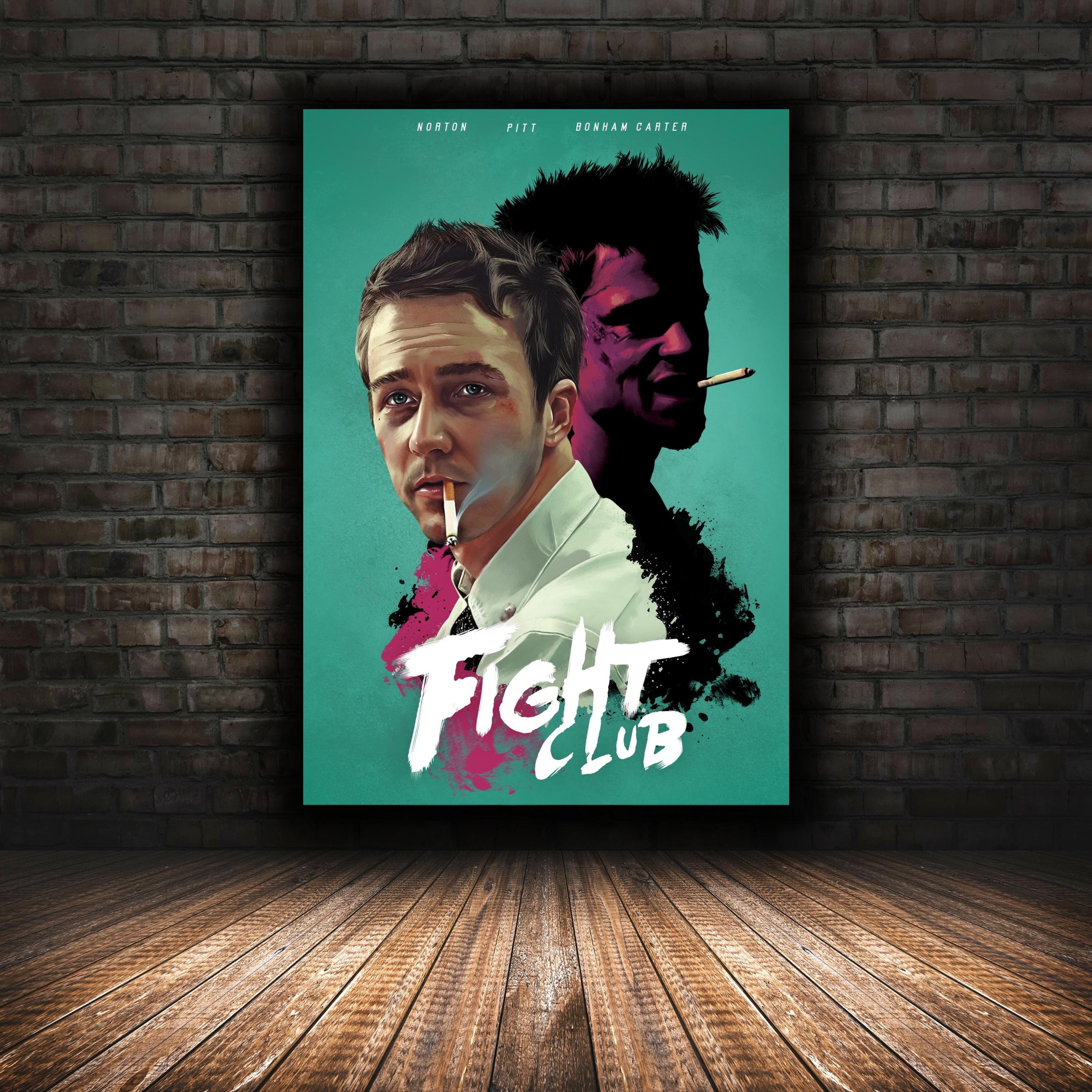 Discover Fight Club Poster, Retro Comic Style, Movie Film, Brad Pit, Wall Art, Hollywood , No Frame