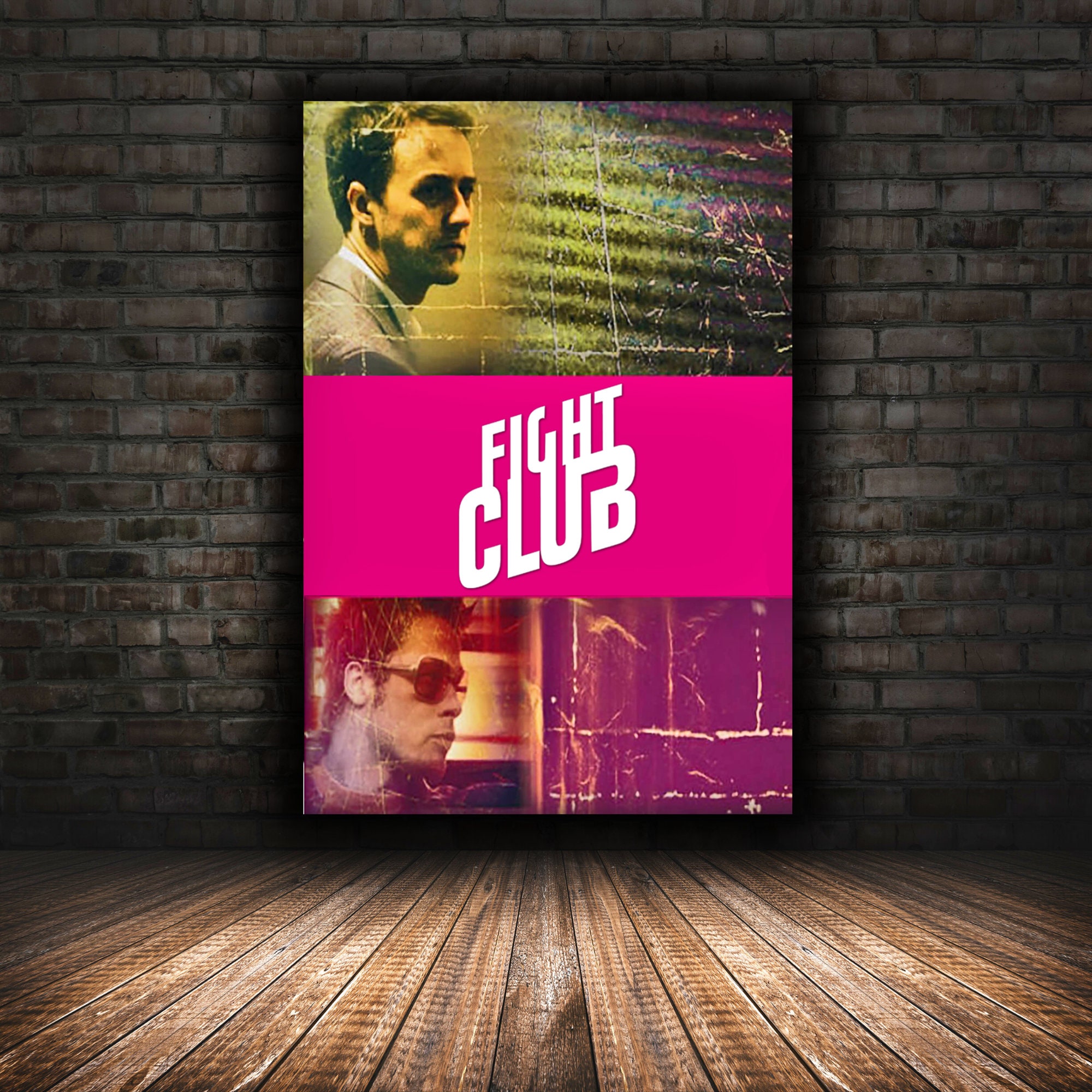 Discover Fight Club Poster, Retro Comic Style, Movie Film, Brad Pit, Wall Art, Hollywood , No Frame