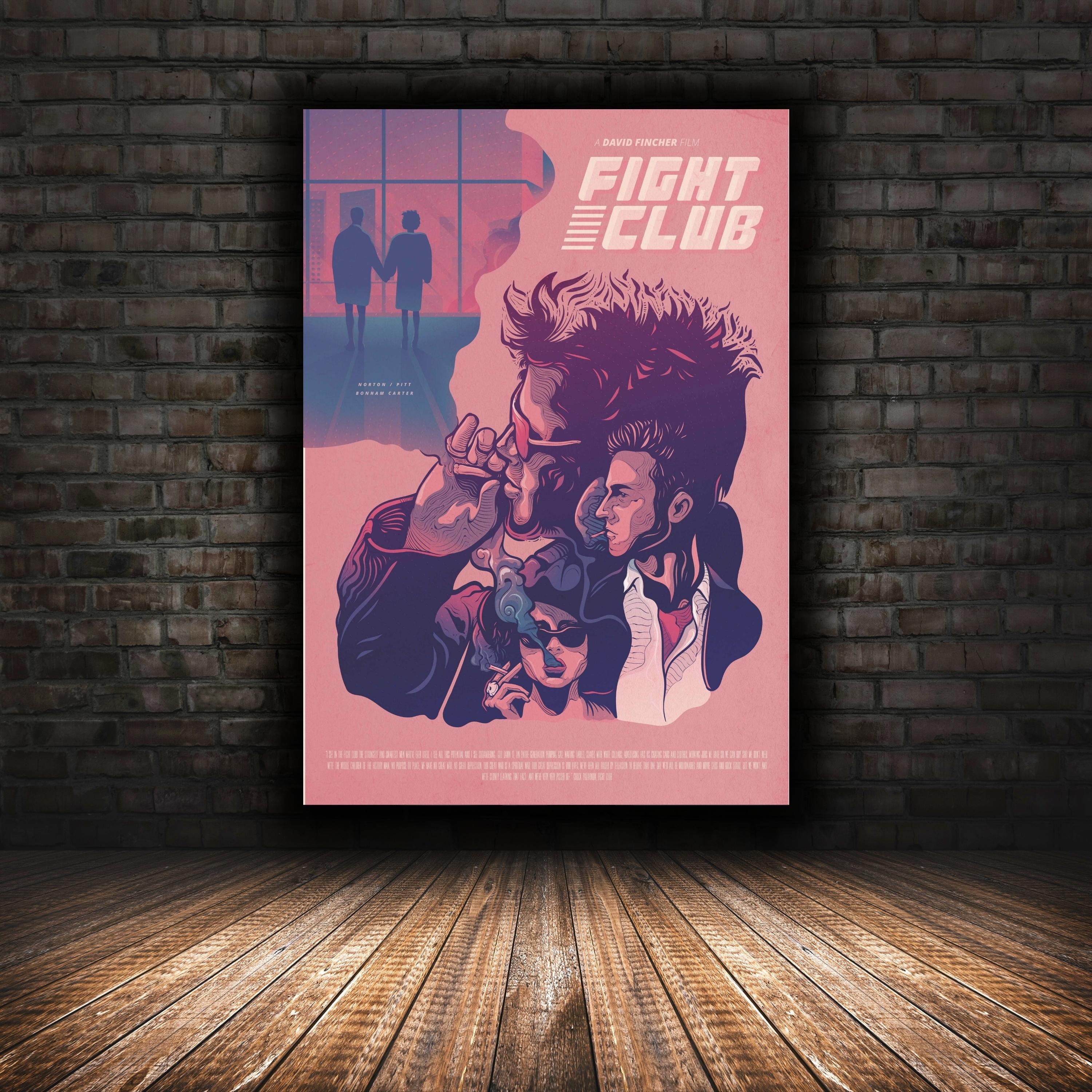 Discover Fight Club Poster, Retro Comic Style, Movie Film, Brad Pit, Wall Art, Hollywood , No Frame