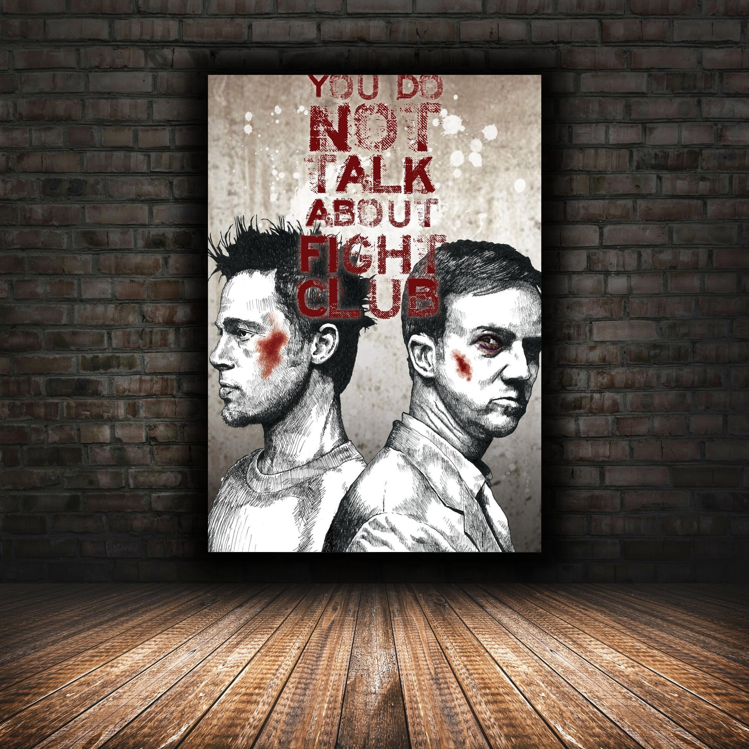 Discover Fight Club Poster, Retro Comic Style, Movie Film, Brad Pit, Wall Art, Hollywood , No Frame