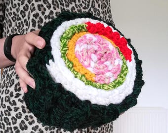 CROCHET PATTERN - PDF download - sushi scarf - shawl - maki roll - tutorial - written instructions