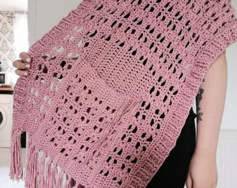 CROCHET PATTERN - PDF download - pocket shawl - scarf - written instructions - flower stitch