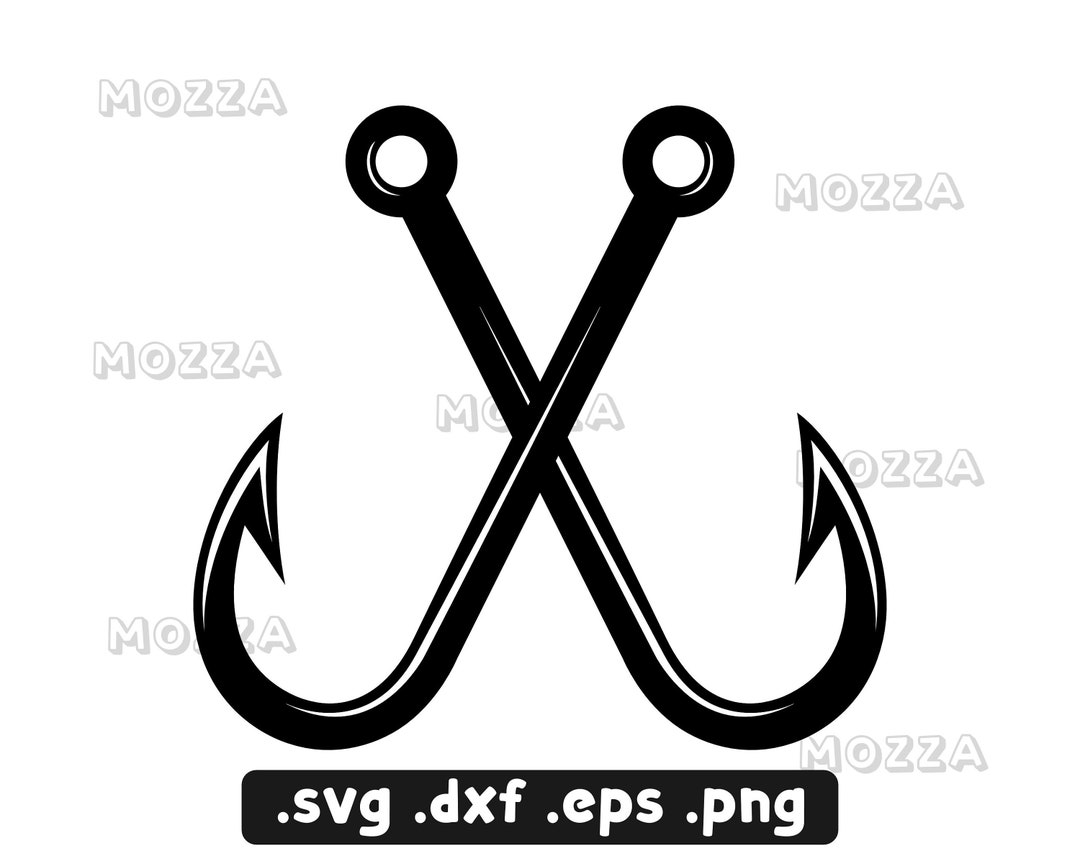 Crossed Fish Hooks Svg Bass Fishing Svg Fishing Hook Svg Etsy