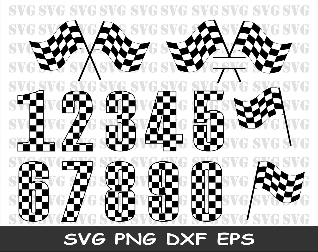 Checkered Numbers SVG Racing Flags Svg Racing Numbers Svg Etsy