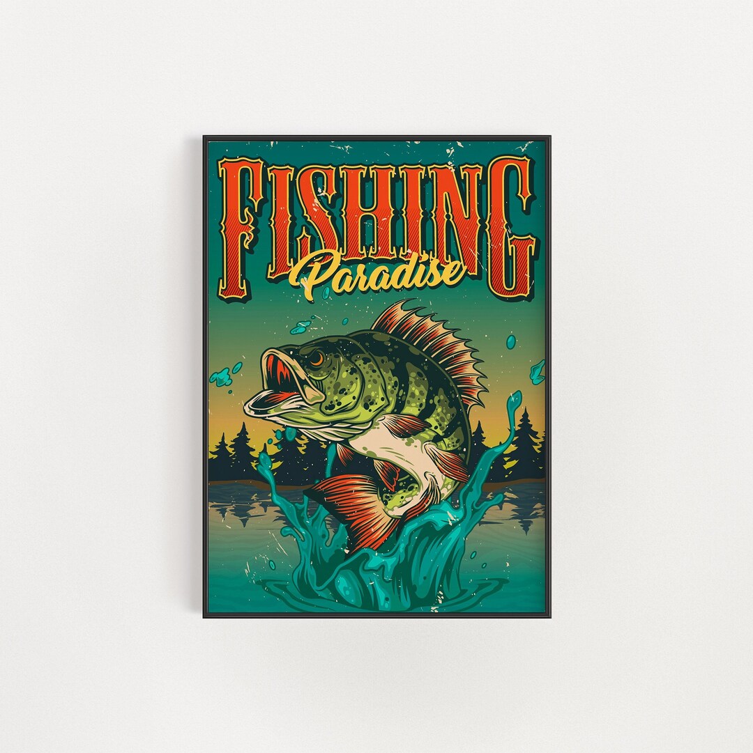 Vintage Fishing Posters Downloadable Poster Art Bass Etsy