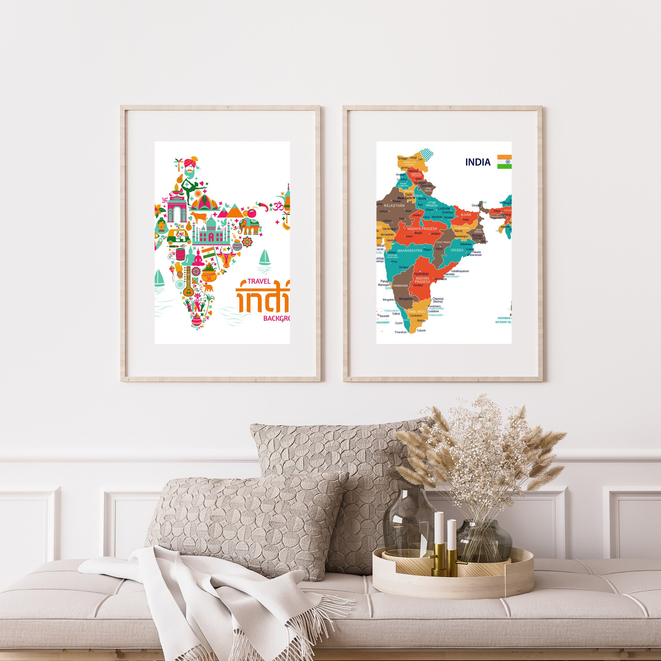 Map of India Digital India Map India Wall Art Download - Etsy