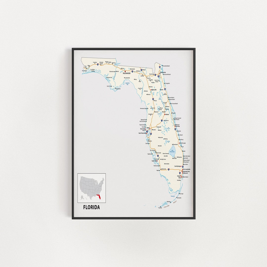 Road Map of Florida Digital Florida - Il 1080xN.4055601390 2200 