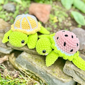 Amigurumi Crochet Turtle;Lemon;watermelon