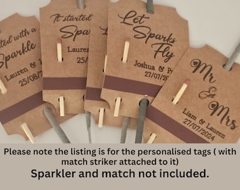Personalized SPARKLER TAGS for weddings, parties, anniversaries, engagements, Christmas New Year