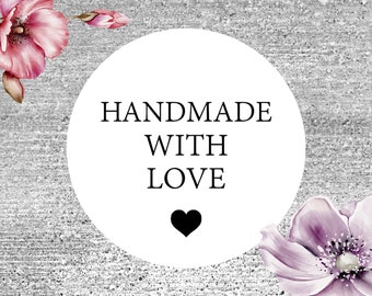 Handmade with Love Sticker, Small Business Stickers, Handmade Business Labels, Packaging Stickers - Heart