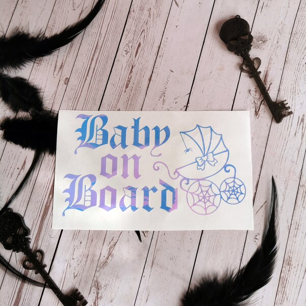 Baby on Board Car Stickers + Gothic Style + Witchcraft + Wicca + Birthday Gift + Witchy Mom + Creepy + Horror +