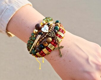Kralenarmband vriendschapssieraden kruis bedelsieraden cadeau voor vriend vintage geïnspireerde armband kralen cadeau voor vriend cadeau voor dochter