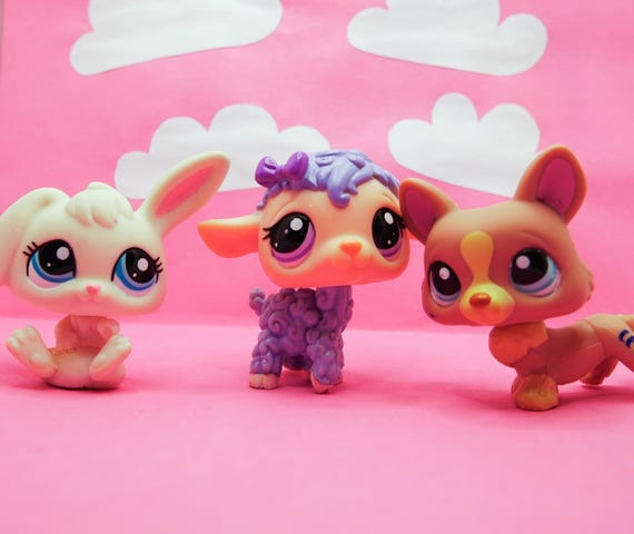 Littlest Pet Shop Purple Sheep With Pink Bow #2101 White