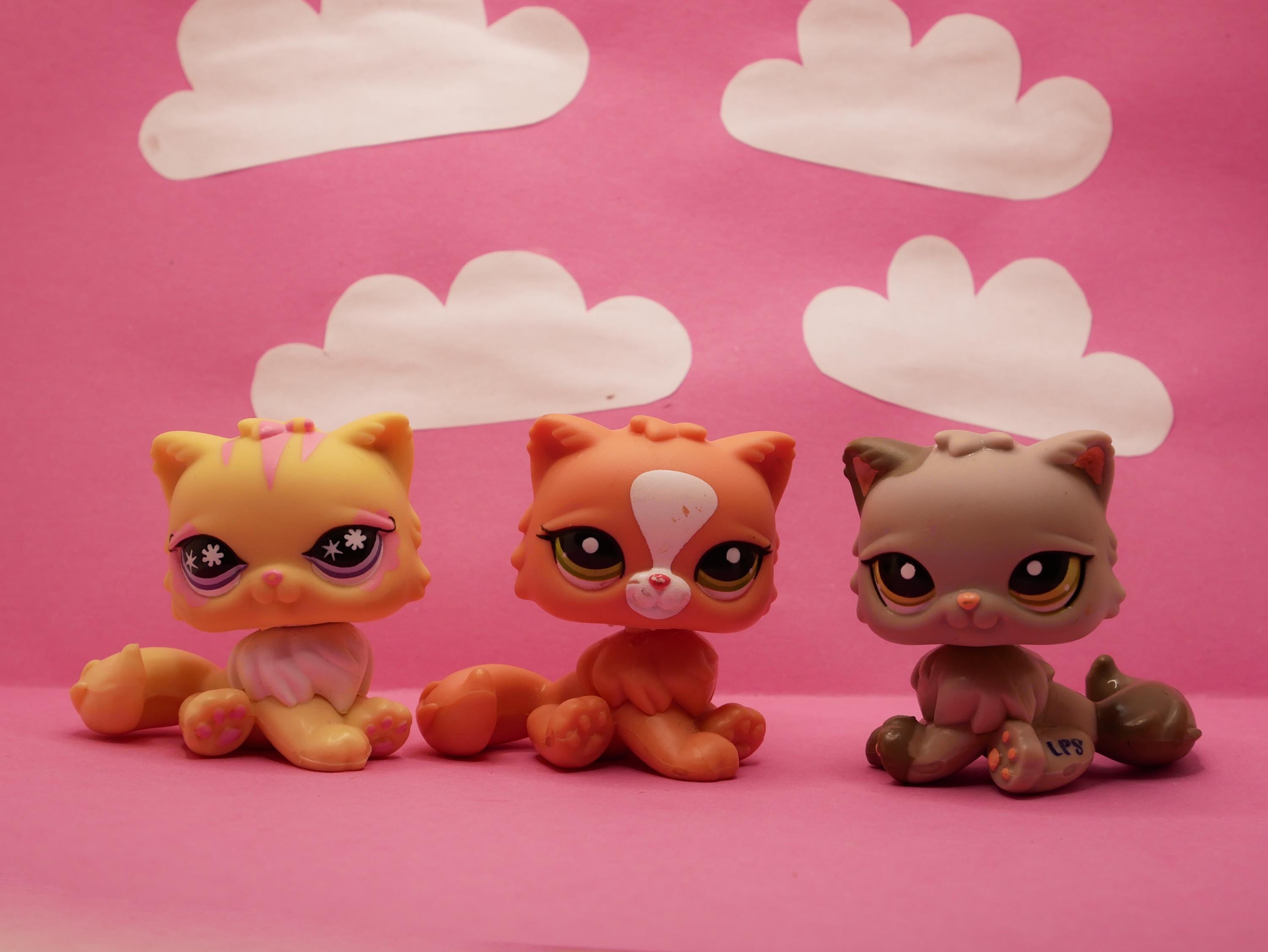 Littlest Pet Shop Persian Cat LPS Gray #1159 Orange #2444 and