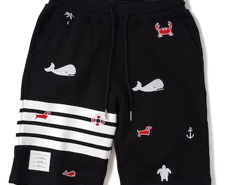 Black whales shorts top beach shorts unisex summer winter shorts