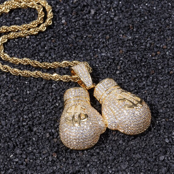 Iced out boxing store glove pendant
