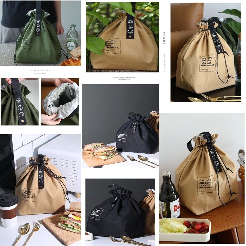 Insulated Lunch Bag Travel Lunch Bag Drawstring Bag With Etsy UK