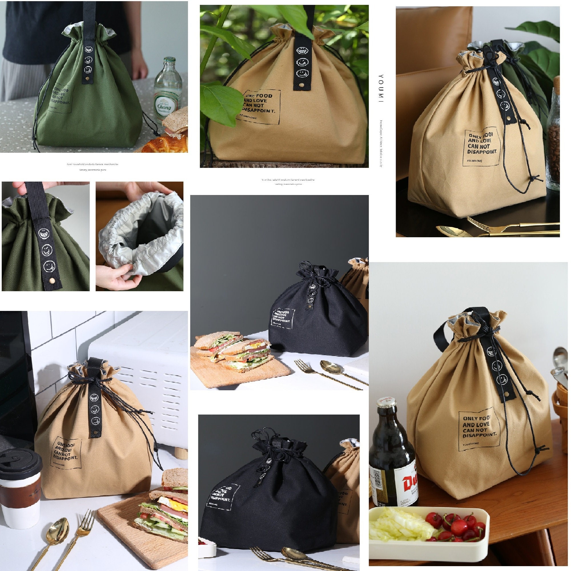 Insulated Lunch Bag Travel Lunch Bag Drawstring Bag With Etsy UK