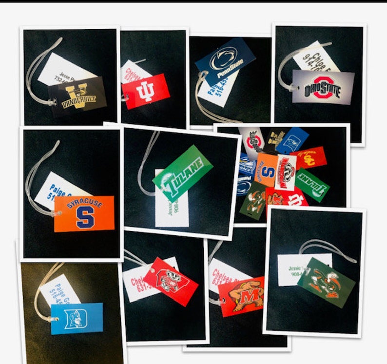 Laminated Personalized College Luggage Tags Etsy