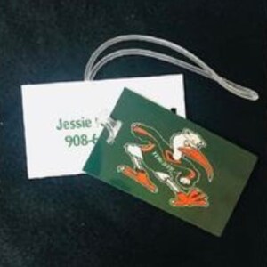 Laminated Personalized Luggage Tag, University of Miami Luggage Tag, College Luggage Tag, College Accessory