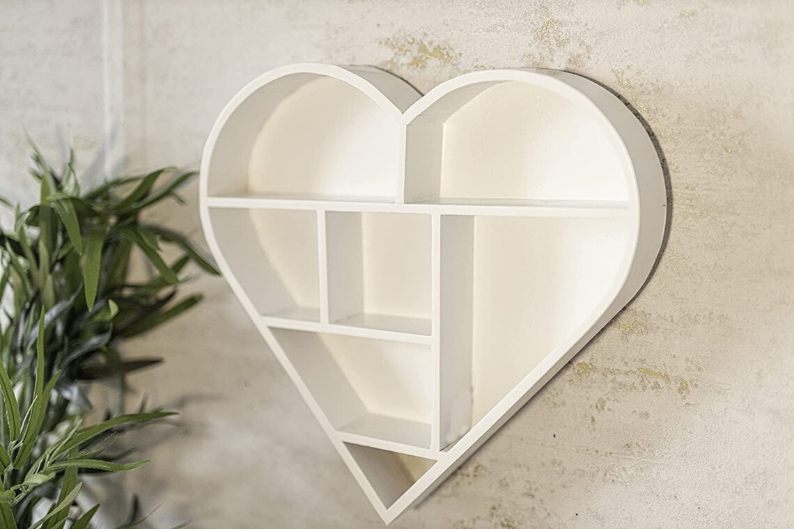 Heart Wall Shelf Home Handmade Wooden Floating Display Unit Etsy UK