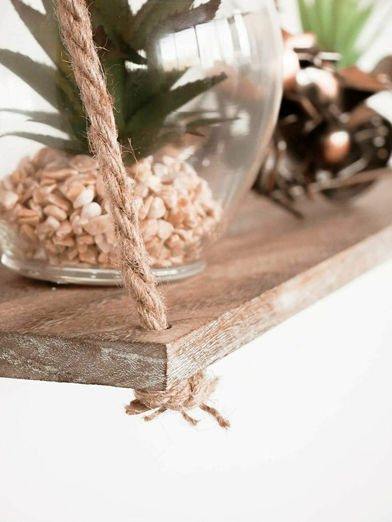 Rope Shelf Hanging Wooden Shelving Home Decor Wall Mount Etsy UK