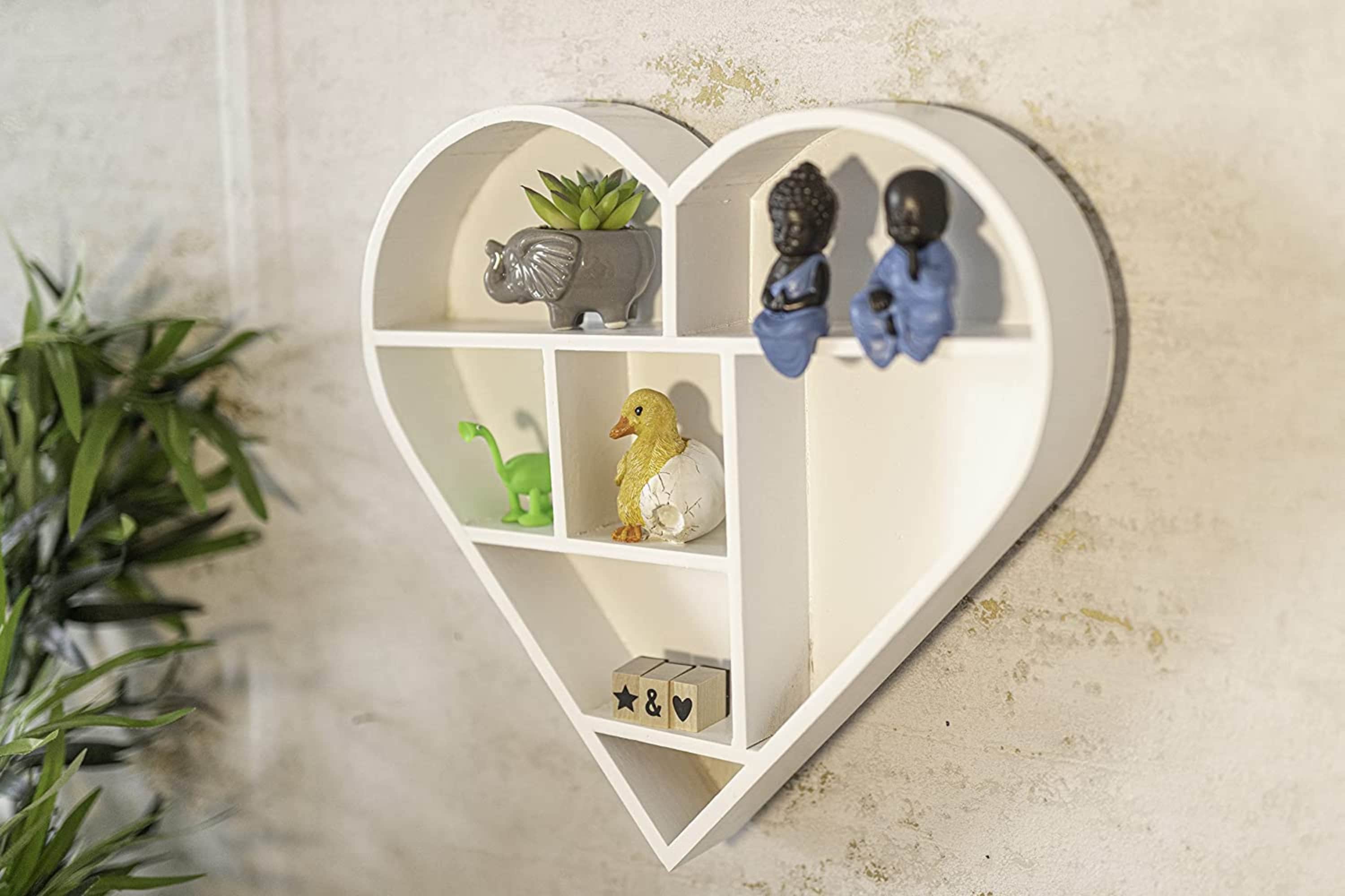 Heart Wall Shelf Home Handmade Wooden Floating Display Unit Etsy UK